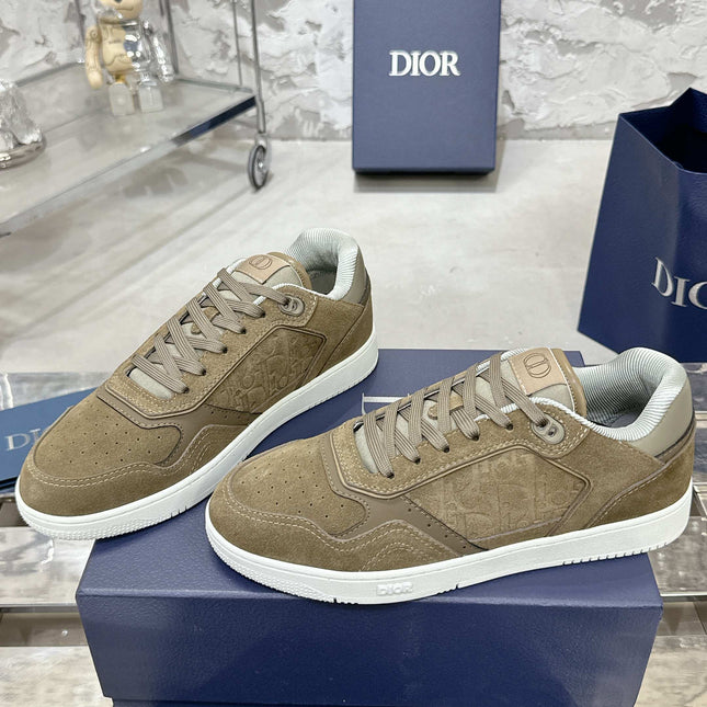 DIOR 25S B27 UPTOWN LOW-TOP SNEAKERS IN OLIVE BROWN CALFSKIN STYLE 5