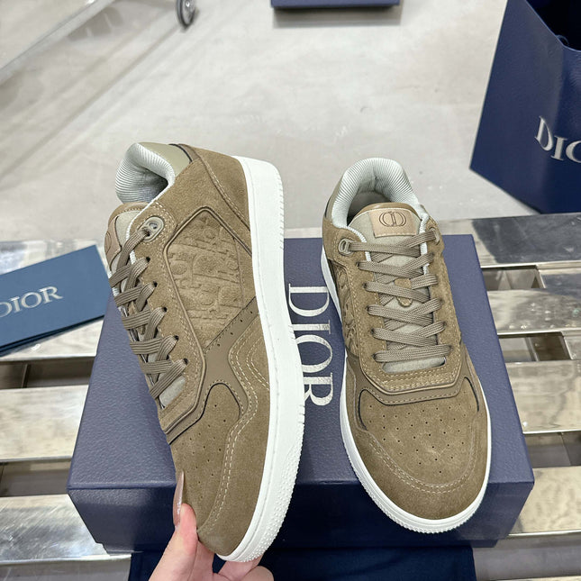 DIOR 25S B27 UPTOWN LOW-TOP SNEAKERS IN OLIVE BROWN CALFSKIN STYLE 5