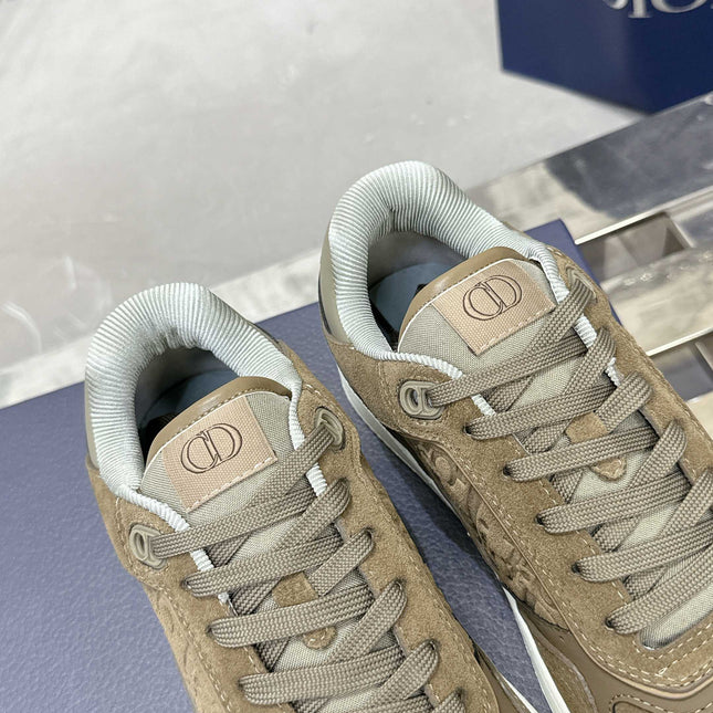 DIOR 25S B27 UPTOWN LOW-TOP SNEAKERS IN OLIVE BROWN CALFSKIN STYLE 5