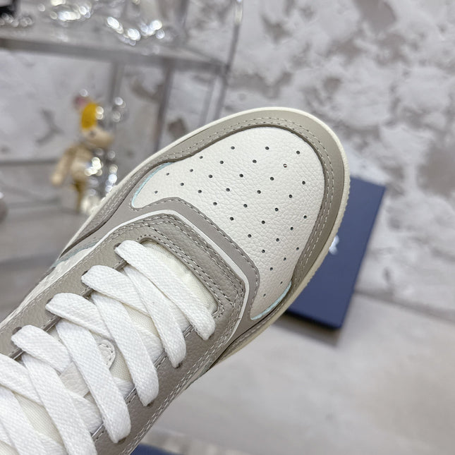 DIOR 25S B27 UPTOWN LOW-TOP SNEAKERS IN GREY MIX CREAM WHITE CALFSKIN STYLE 4