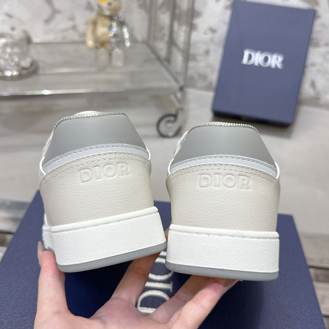 DIOR 25S B27 UPTOWN LOW-TOP SNEAKERS IN WHITE MIX GREY CALFSKIN STYLE 1