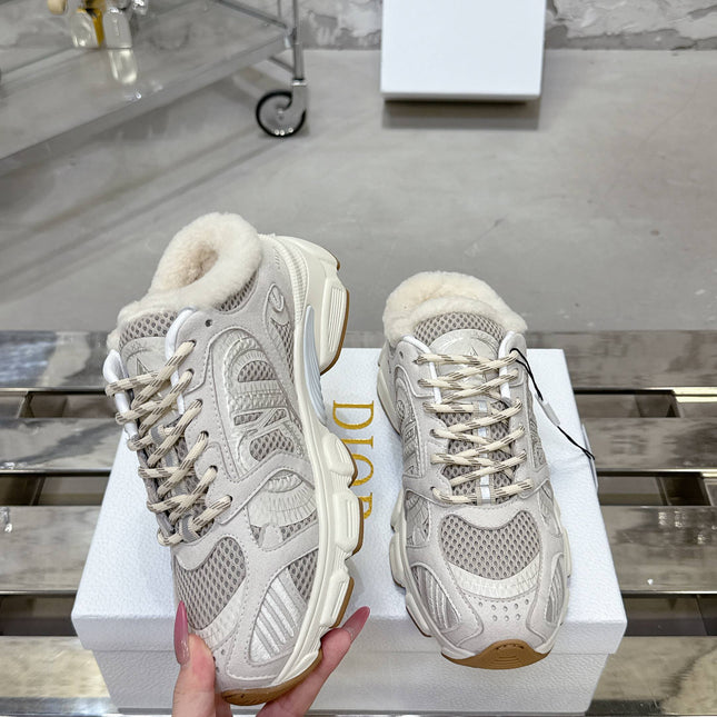 CHRONO SNEAKER IN WHITE MIX GREY LAMBSKIN AND MESH FABRIC