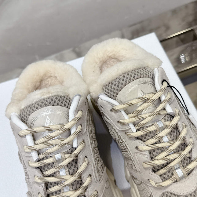 CHRONO SNEAKER IN WHITE MIX GREY LAMBSKIN AND MESH FABRIC