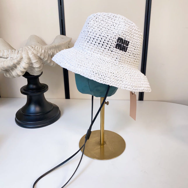 MIUMIU 26S CROCHET STRAW HAT 342172