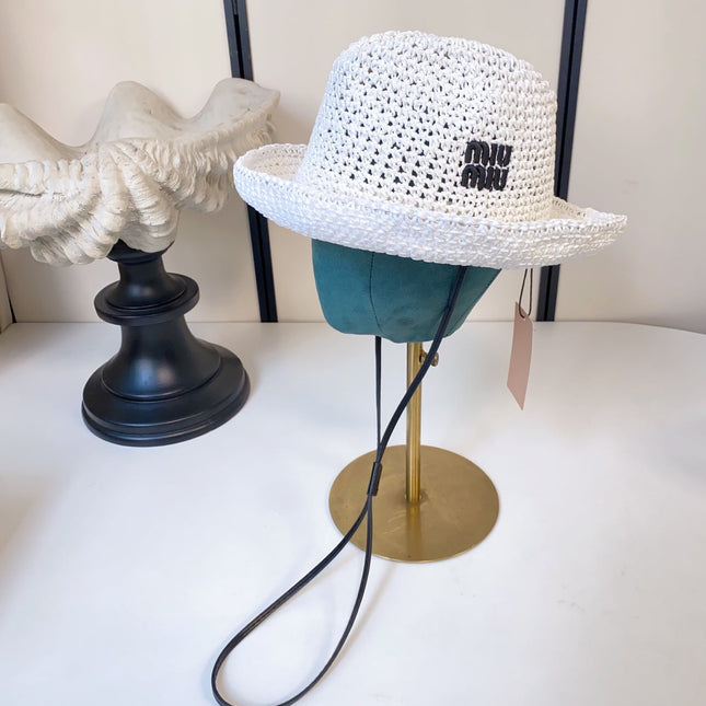 MIUMIU 26S CROCHET STRAW HAT 342172