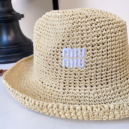 MIUMIU 26S CROCHET STRAW HAT 342173