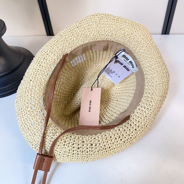 MIUMIU 26S CROCHET STRAW HAT 342173