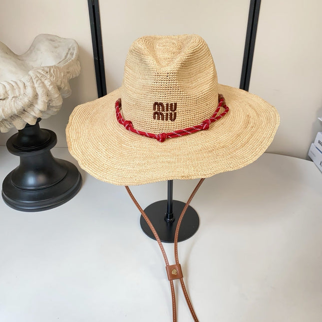 MIUMIU 26S RAFFIA COWBOY HAT 340568