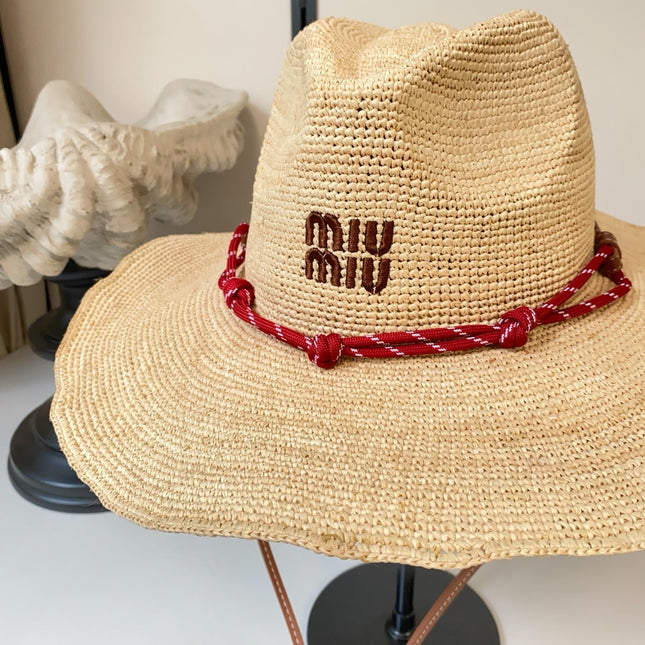 MIUMIU 26S RAFFIA COWBOY HAT 340568