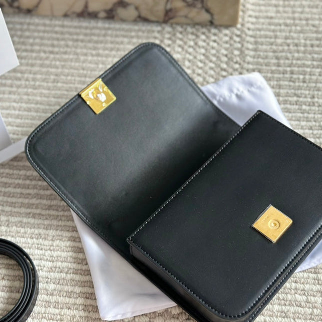 LOE GOYA BAG 23 IN BLACK SILK CALFSKIN