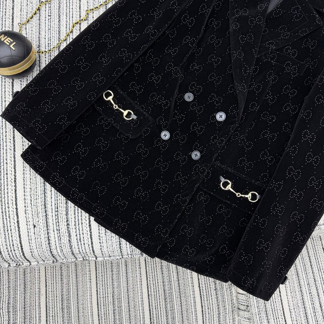 GUCCI 26S EMBELLISHED VELVET BLAZER 113