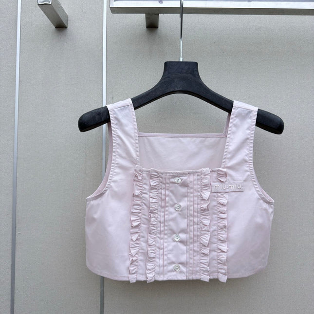 MIUMIU 26S SLEEVELESS CROPPED SQUARE-NECK TOP STYLE 1080
