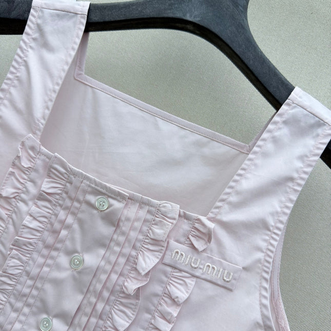 MIUMIU 26S SLEEVELESS CROPPED SQUARE-NECK TOP STYLE 1080