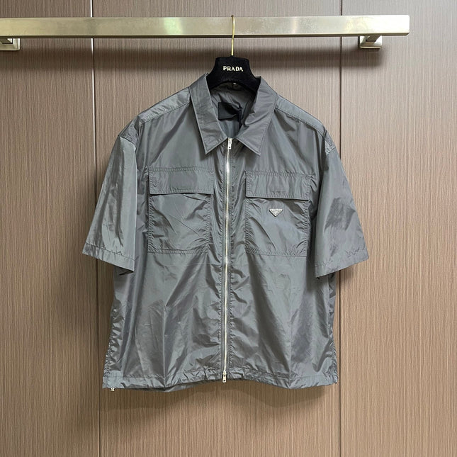 PRADA 26S SHORT-SLEEVE ZIP-UP SHIRT 1035