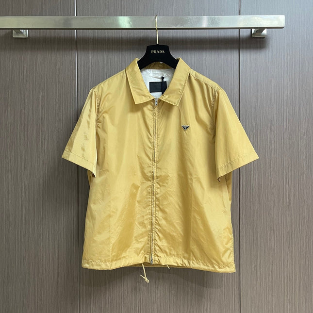 PRADA 26S SHORT-SLEEVE ZIP-UP SHIRT 1034