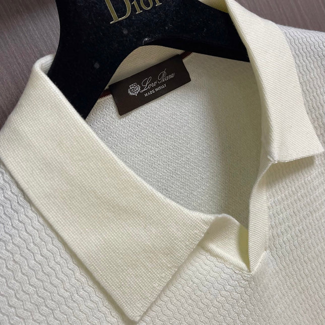 LORO PIANA 26S LONG-SLEEVE KNIT POLO SWEATER 909