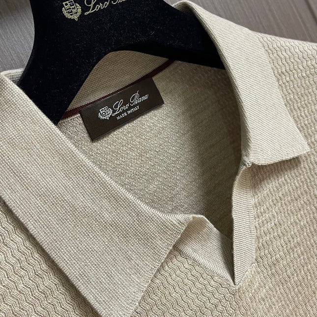 LORO PIANA 26S LONG-SLEEVE KNIT POLO SWEATER 908
