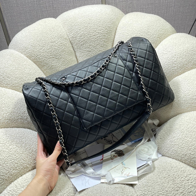 CHANEL 26S FLAP BAG 46 IN BLACK CAVIAR CALFSKIN