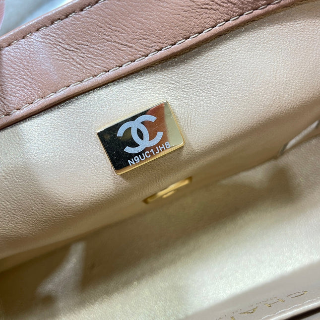 CHANEL 26S FLAP BAG 20 IN BROWN LAMBSKIN