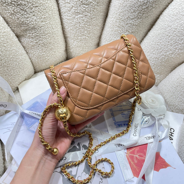 CHANEL 26S FLAP BAG 20 IN BROWN LAMBSKIN