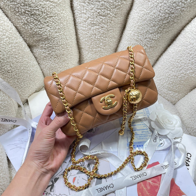 CHANEL 26S FLAP BAG 20 IN BROWN LAMBSKIN