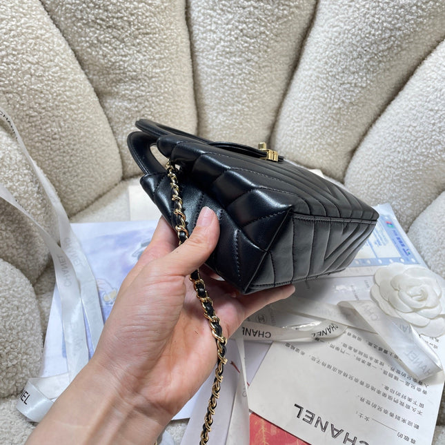 CHANEL 26S MINI KELLY BAG 19 IN BLACK CALFSKIN