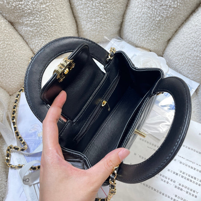 CHANEL 26S MINI KELLY BAG 19 IN BLACK CALFSKIN