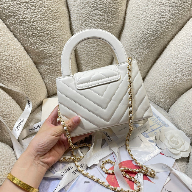 CHANEL 26S MINI KELLY BAG 19 IN WHITE CALFSKIN