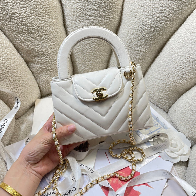 CHANEL 26S MINI KELLY BAG 19 IN WHITE CALFSKIN