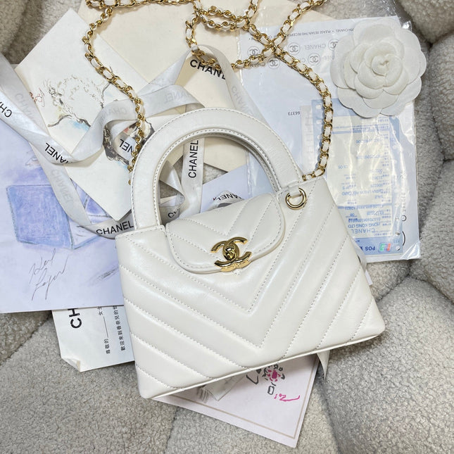 CHANEL 26S MINI KELLY BAG 19 IN WHITE CALFSKIN