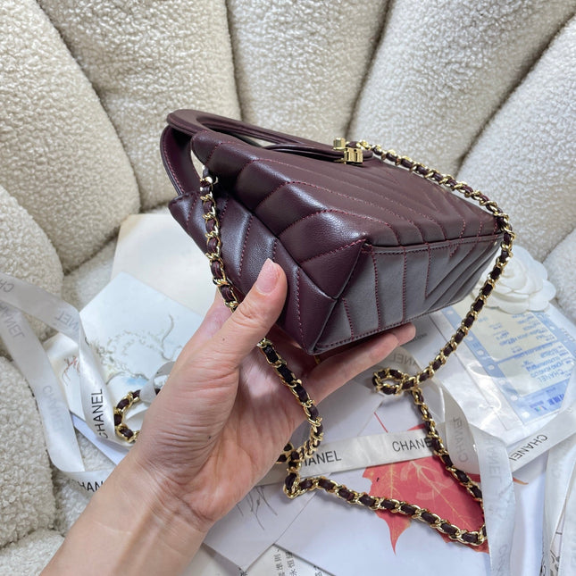 CHANEL 26S MINI KELLY BAG 19 IN DARK RED CALFSKIN