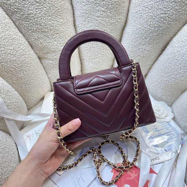 CHANEL 26S MINI KELLY BAG 19 IN DARK RED CALFSKIN