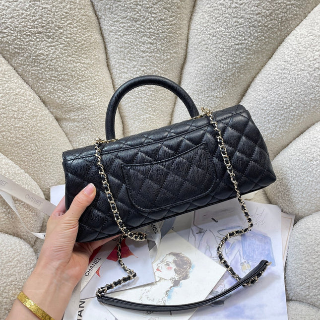 CHANEL 26S COCO HANDLE BAG 32 IN BLACK CAVIAR CALFSKIN