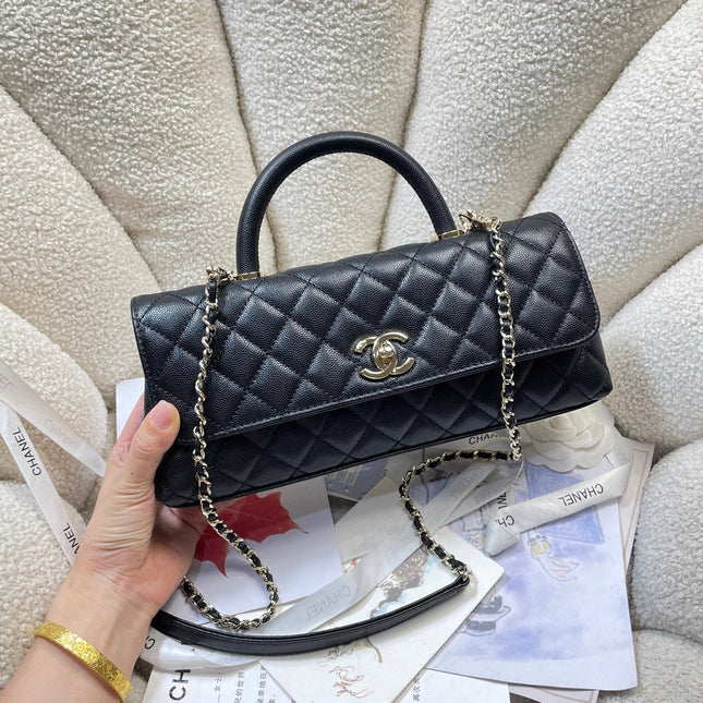 CHANEL 26S COCO HANDLE BAG 32 IN BLACK CAVIAR CALFSKIN