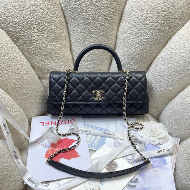 CHANEL 26S COCO HANDLE BAG 32 IN BLACK CAVIAR CALFSKIN