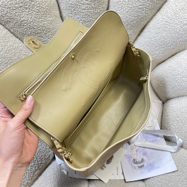 CHANEL 26S CLASSIC FLAP 33 IN BEIGE SUEDE