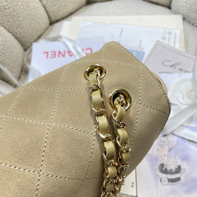 CHANEL 26S CLASSIC FLAP 33 IN BEIGE SUEDE