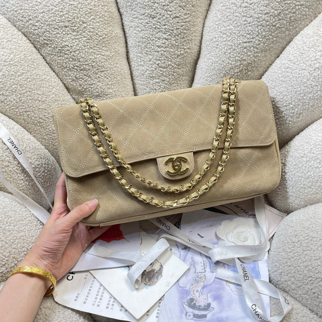 CHANEL 26S CLASSIC FLAP 33 IN BEIGE SUEDE