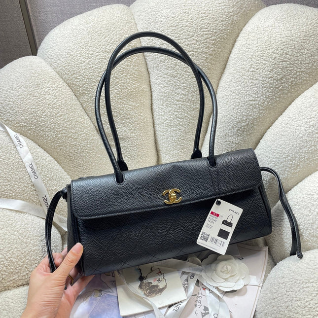 CHANEL 26S BAGUETTE BAG 31 IN BLACK CAVIAR CALFSKIN