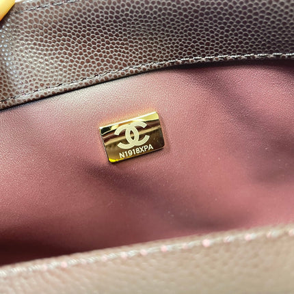 CHANEL 26S COCO HANDLE BAG 32 IN DARK BROWN CAVIAR CALFSKIN GOLD HARDWARE