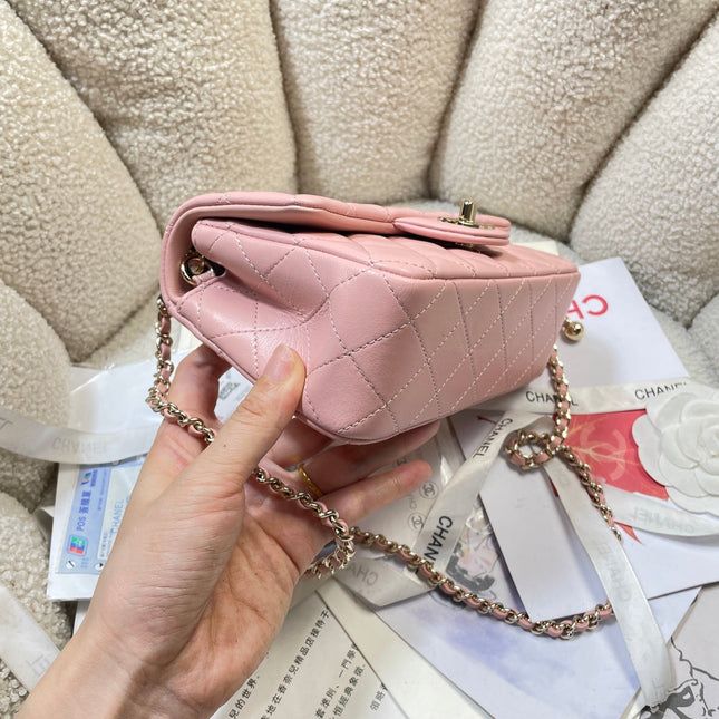 CHANEL 26S FLAP BAG 20 IN PASTEL PINK LAMBSKIN