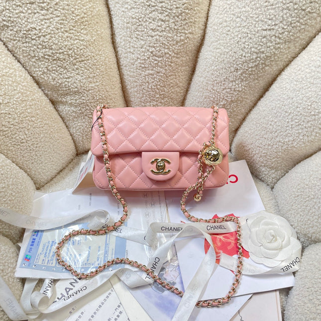CHANEL 26S FLAP BAG 20 IN PASTEL PINK LAMBSKIN