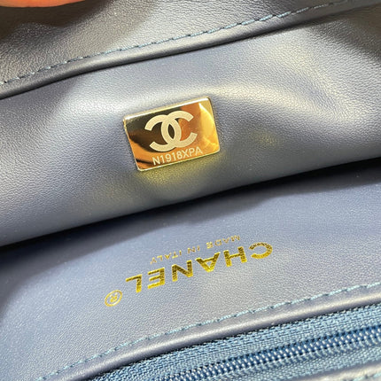 CHANEL 26S COCO HANDLE BAG 32 IN BLUE DENIM GOLD HARDWARE