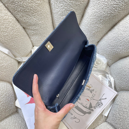 CHANEL 26S COCO HANDLE BAG 32 IN BLUE DENIM GOLD HARDWARE