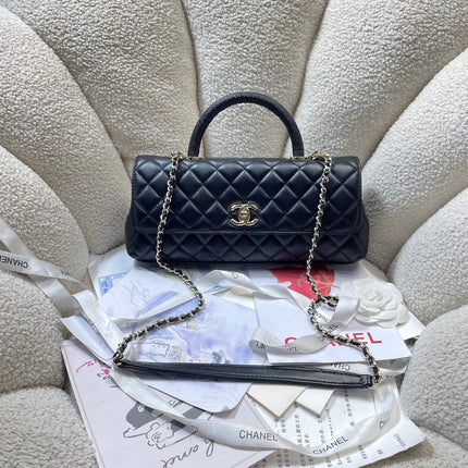 CHANEL 26S COCO HANDLE BAG 32 IN BLACK LAMBSKIN GOLD HARDWARE