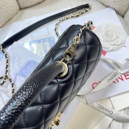 CHANEL 26S COCO HANDLE BAG 32 IN BLACK LAMBSKIN GOLD HARDWARE