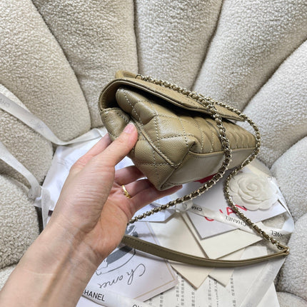 CHANEL 26S COCO HANDLE BAG 32 IN OLIVE BROWN CAVIAR CALFSKIN GOLD HARDWARE
