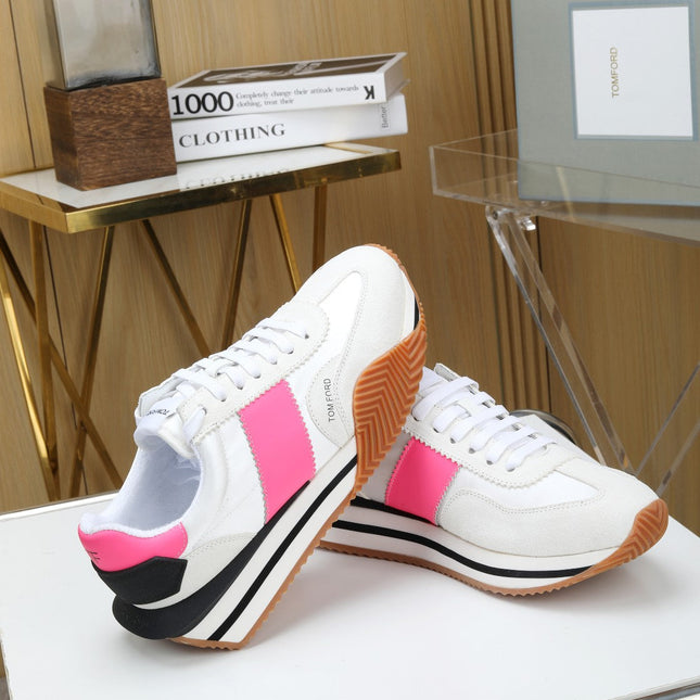 TOM FORD SNEAKERS IN WHITE AND PINK SUEDE 432124