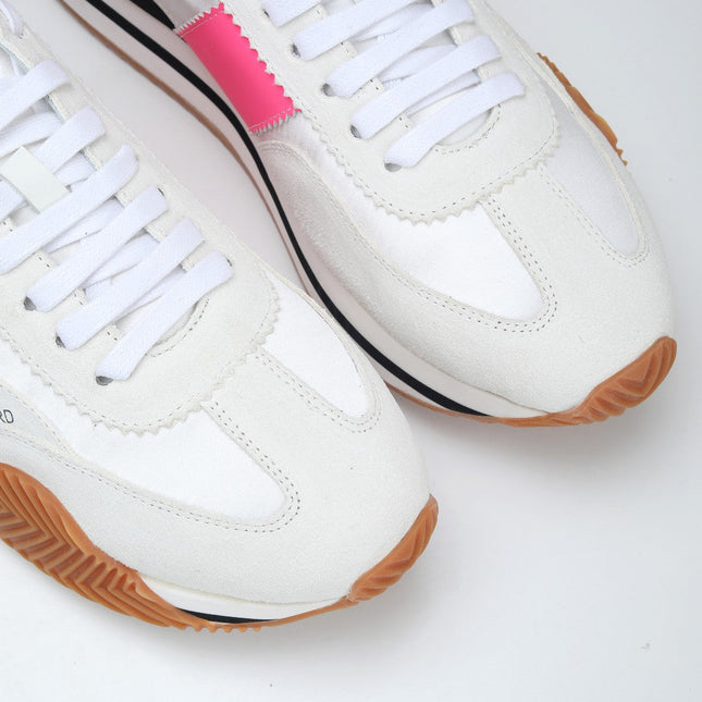 TOM FORD SNEAKERS IN WHITE AND PINK SUEDE 432124