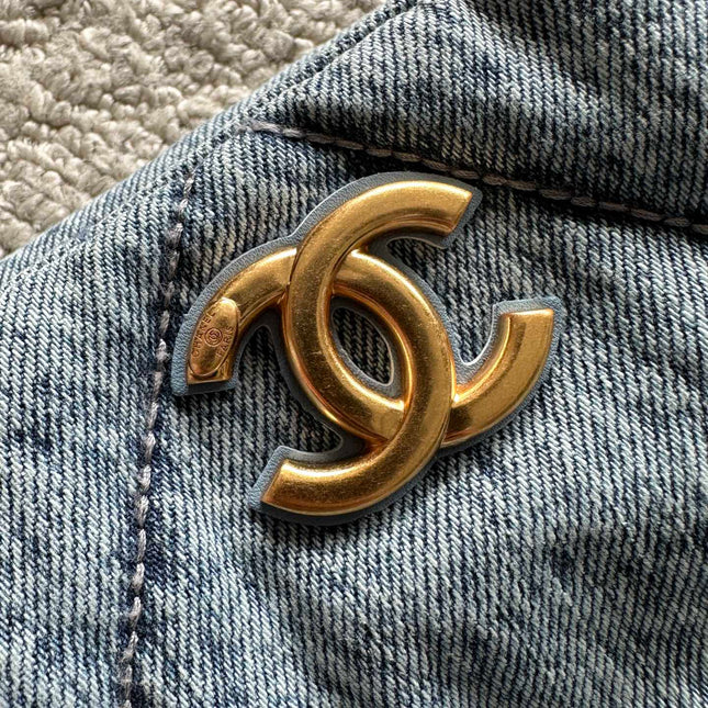 CHANEL 25S HOBO BAG 38 IN BLUE DENIM WITH GOLD HARDWARE